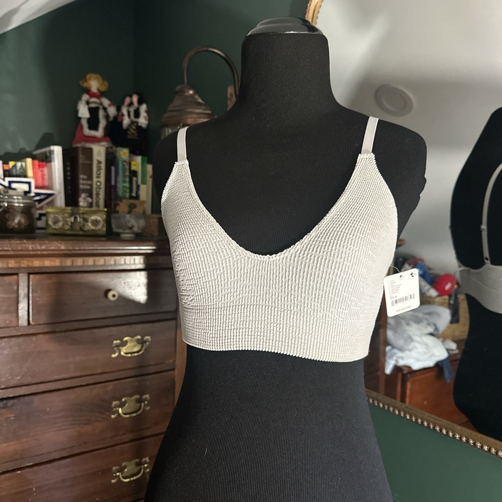 Free People Gray Ribbed Bra